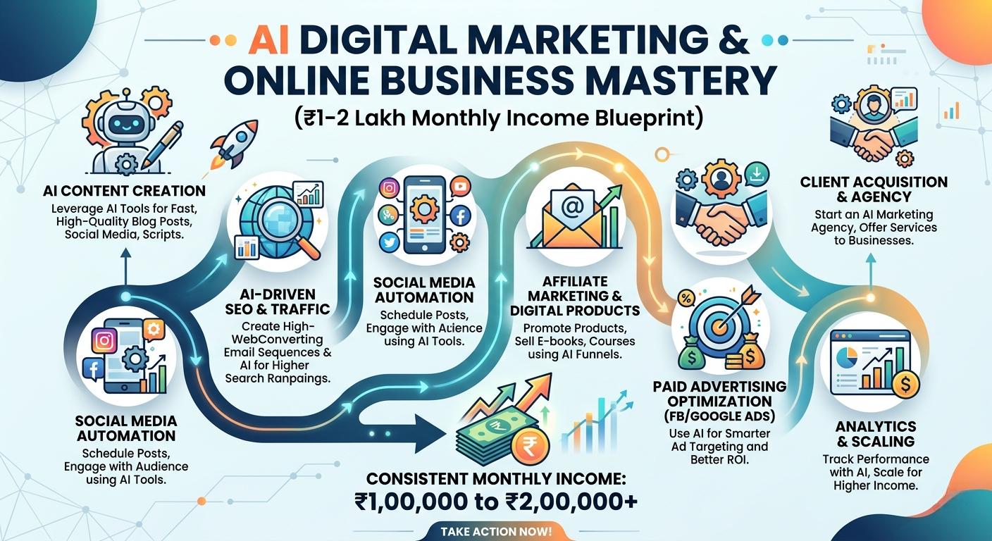 AI Digital Marketing & Online Business Mastery (₹1–2 Lakh Income Blueprint)